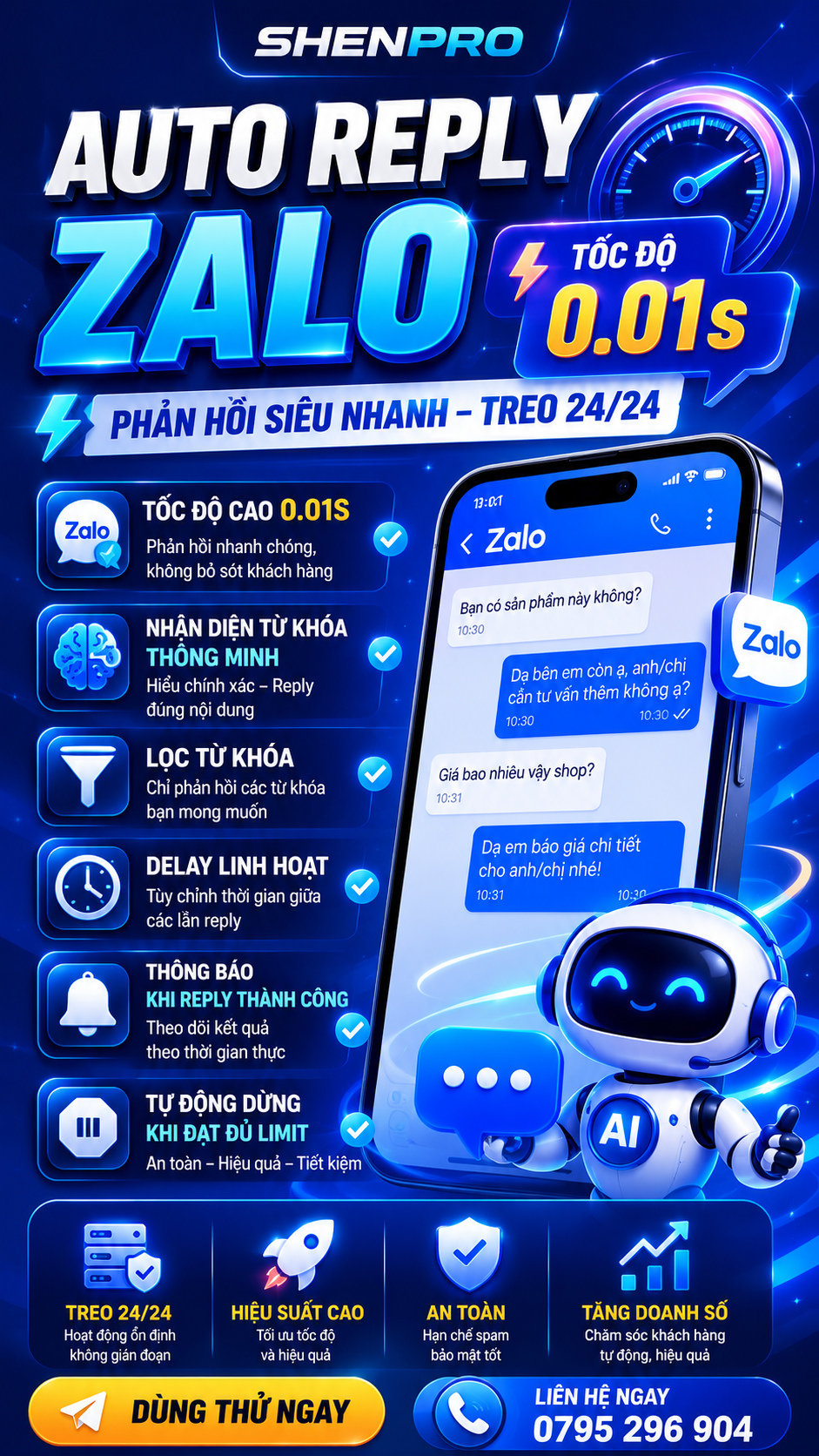ShenPro Auto Reply Zalo – Phản Hồi Tin Nhắn Tốc Độ Cao